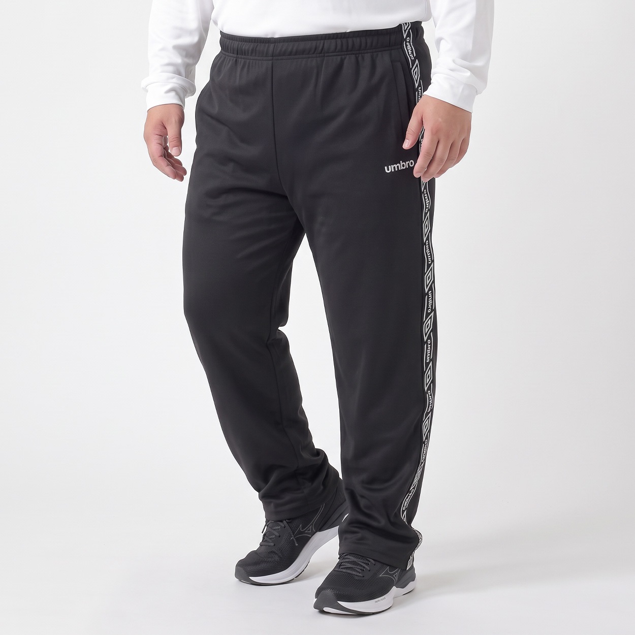 大きいサイズ UMBRO ラインテープパンツ メンズ GREATESS(グレイテス)(クロ-3L)