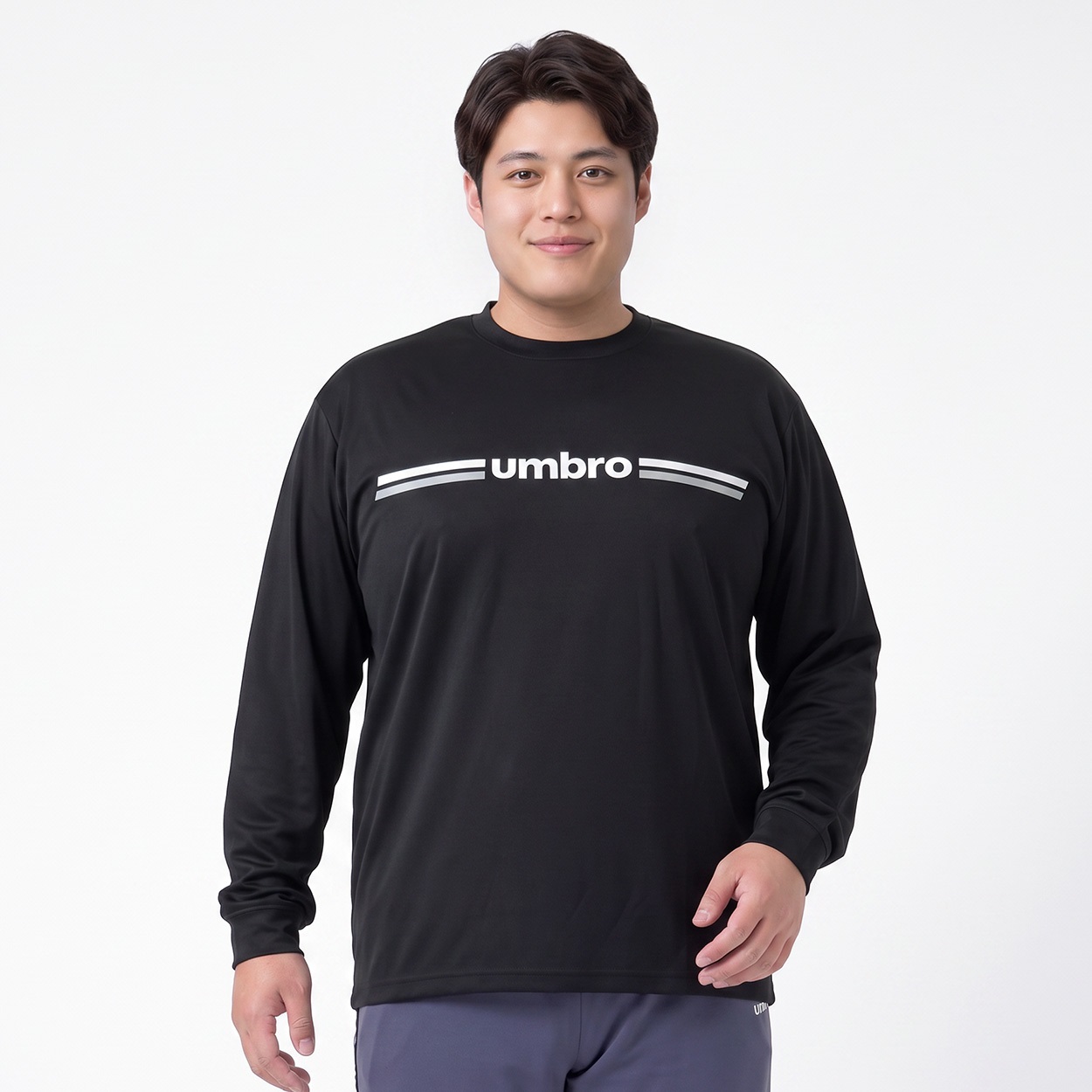 大きいサイズ UMBRO DRY長袖Tシャツ メンズ GREATESS(グレイテス)(クロ-2L)