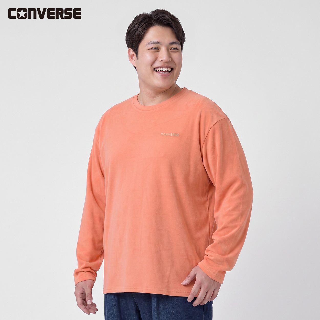 大きいサイズ CONVERSE もちもちTトレーナー メンズ GREATESS(グレイテス)(ダイダイ-4L)