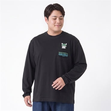 大きいサイズ プリントロングTシャツ メンズ GREATESS(グレイテス)(クロ-3L)