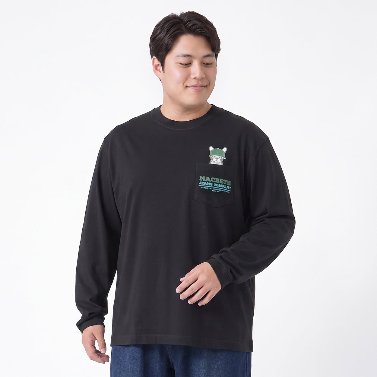 大きいサイズ プリントロングTシャツ メンズ GREATESS(グレイテス)(クロ-5L)