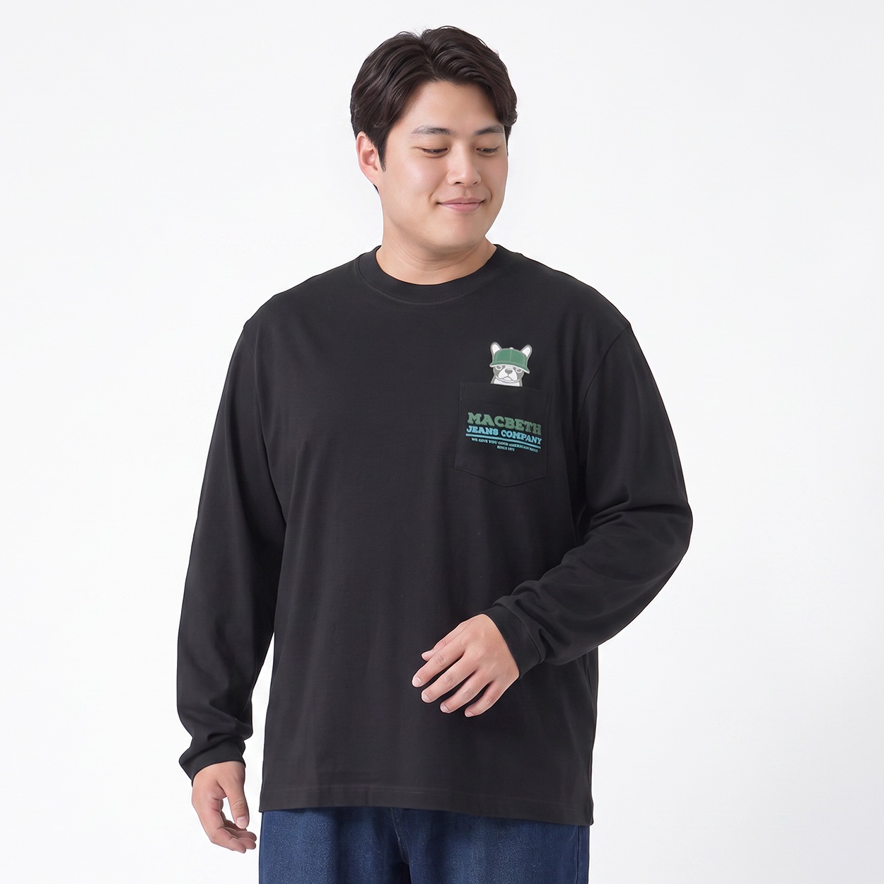 大きいサイズ プリントロングTシャツ メンズ GREATESS(グレイテス)(クロ-2L)