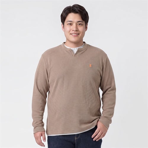 大きいサイズ フェイクレイヤードロングTシャツ メンズ GREATESS(グレイテス)(ウスチャ-3L)