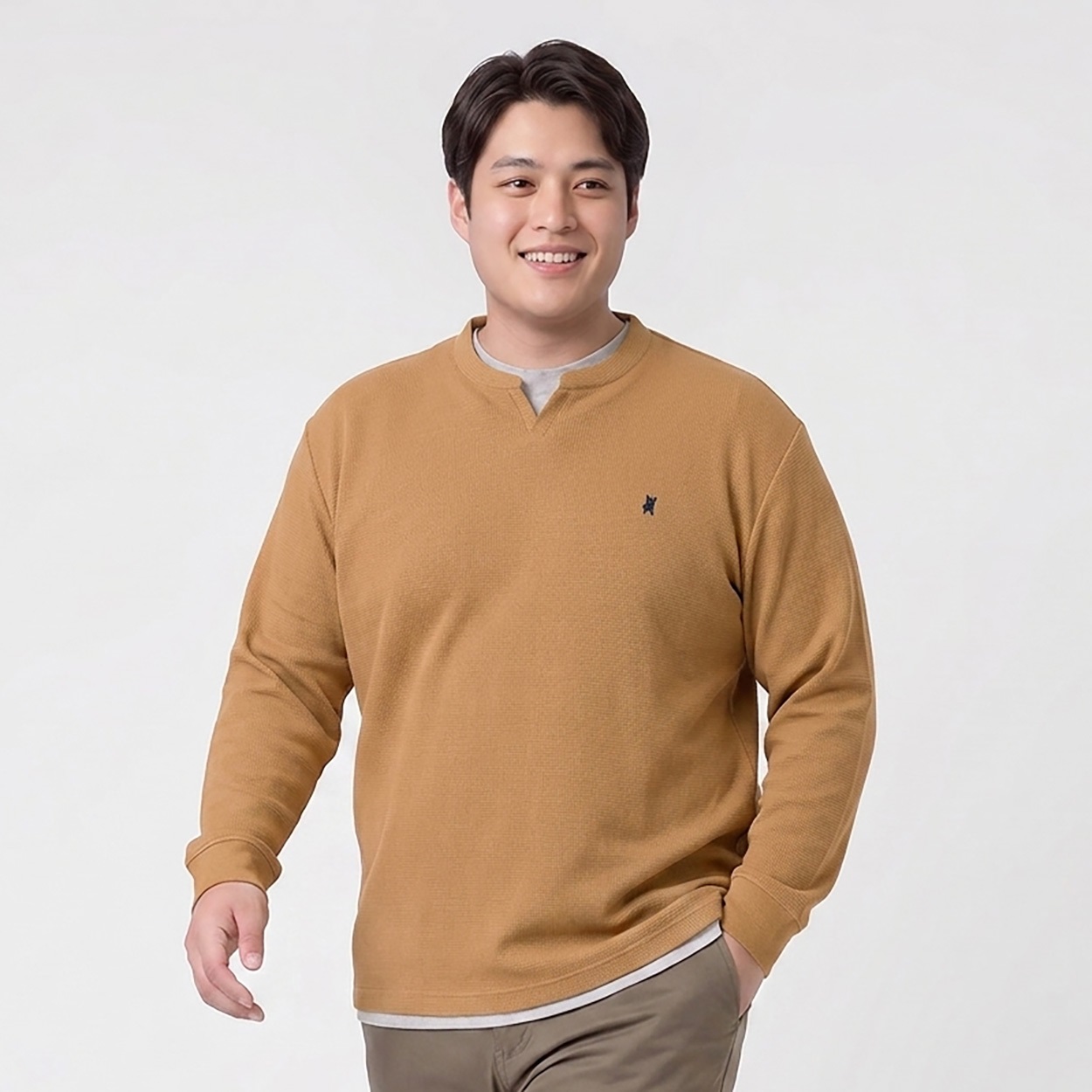 大きいサイズ フェイクレイヤードロングTシャツ メンズ GREATESS(グレイテス)(キイロ-5L)