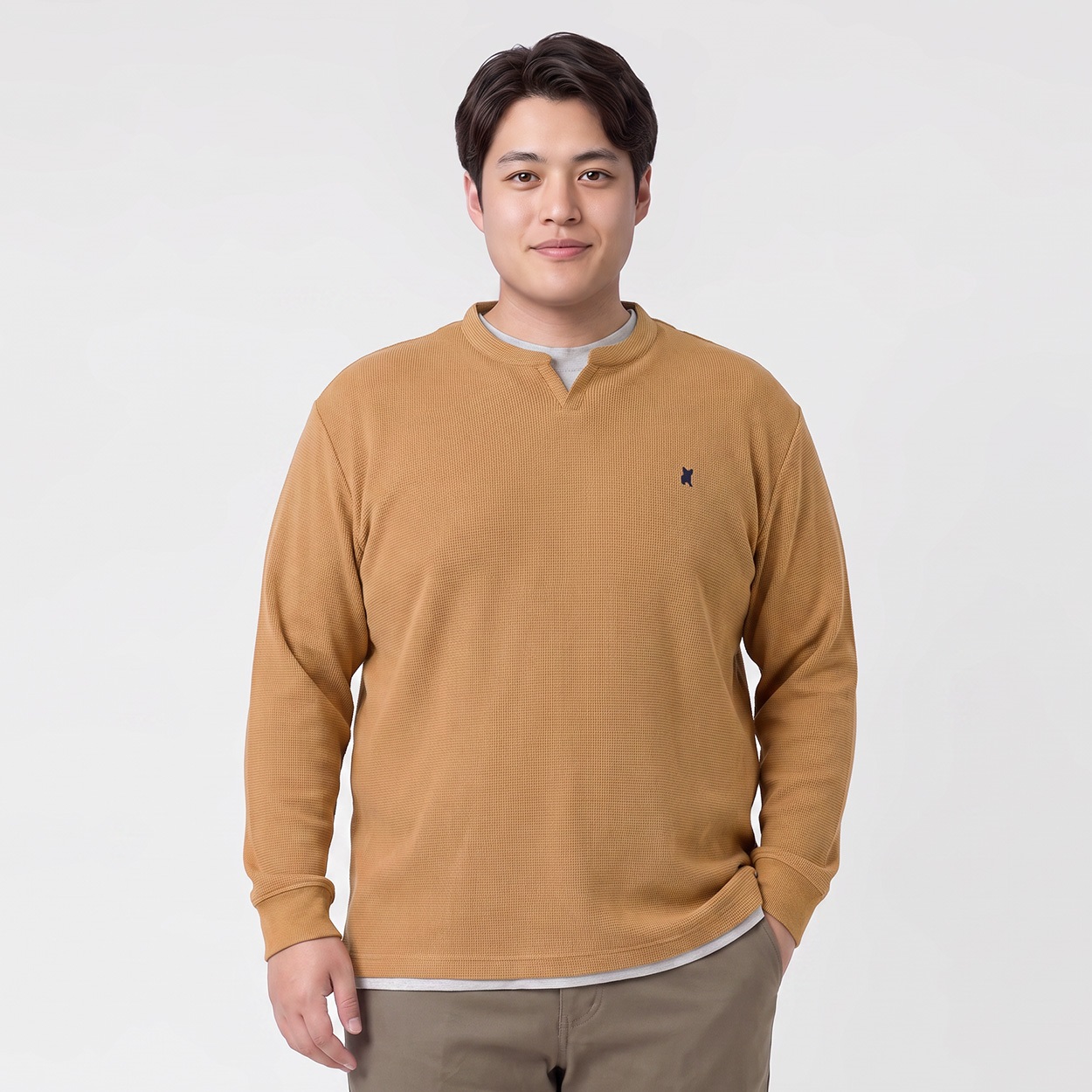 大きいサイズ フェイクレイヤードロングTシャツ メンズ GREATESS(グレイテス)(キイロ-2L)