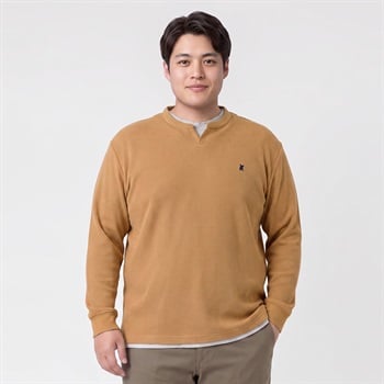 大きいサイズ フェイクレイヤードロングTシャツ メンズ GREATESS(グレイテス)(キイロ-2L)