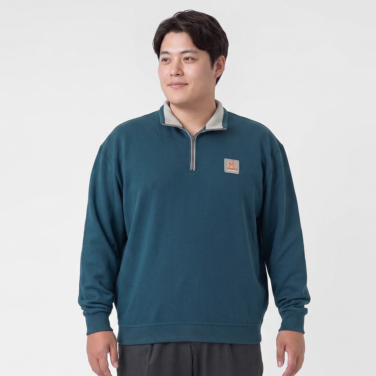 大きいサイズ 裏起毛ハーフジップ メンズ GREATESS(グレイテス)(アオ-5L)