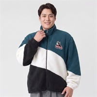 大きいサイズ ボアフリース斜め切替 メンズ GREATESS(グレイテス)(アオ-3L)
