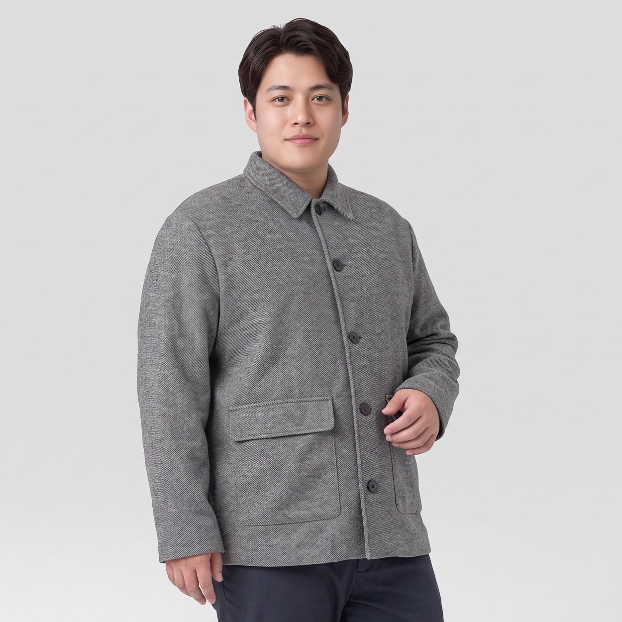 大きいサイズ ストレッチメルトンステンカラーコート メンズ GREATESS(グレイテス)(ウスクロ-2L)