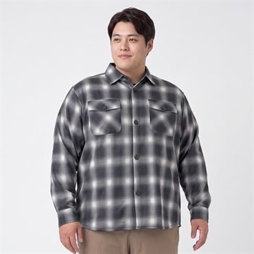 大きいサイズ 裏フリースボンディングシャツ メンズ GREATESS(グレイテス)(クロ-3L)