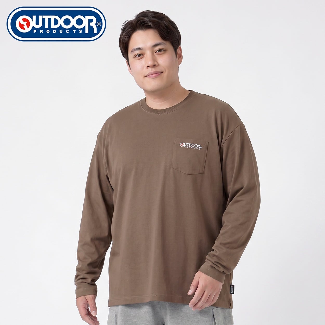大きいサイズ OUTDOOR PRODUCTS 長袖Tシャツ メンズ GREATESS(グレイテス)(チャ-2L)