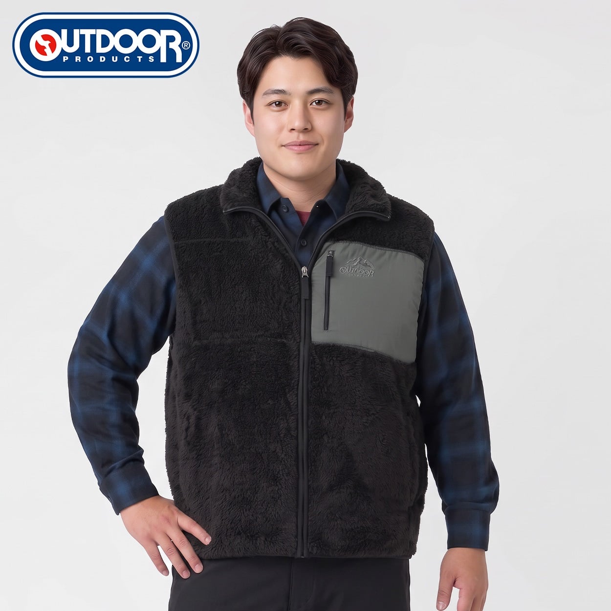 大きいサイズ OUTDOOR PRODUCTS フリースベスト メンズ GREATESS(グレイテス)(クロ-4L)