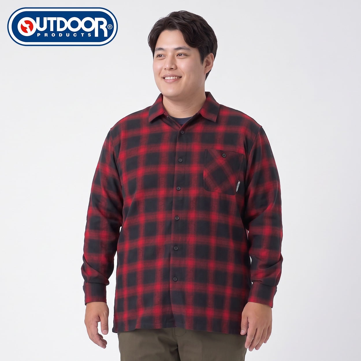 大きいサイズ OUTDOOR PRODUCTS ビエラ起毛チェックシャツ メンズ GREATESS(グレイテス)(アカ-2L)