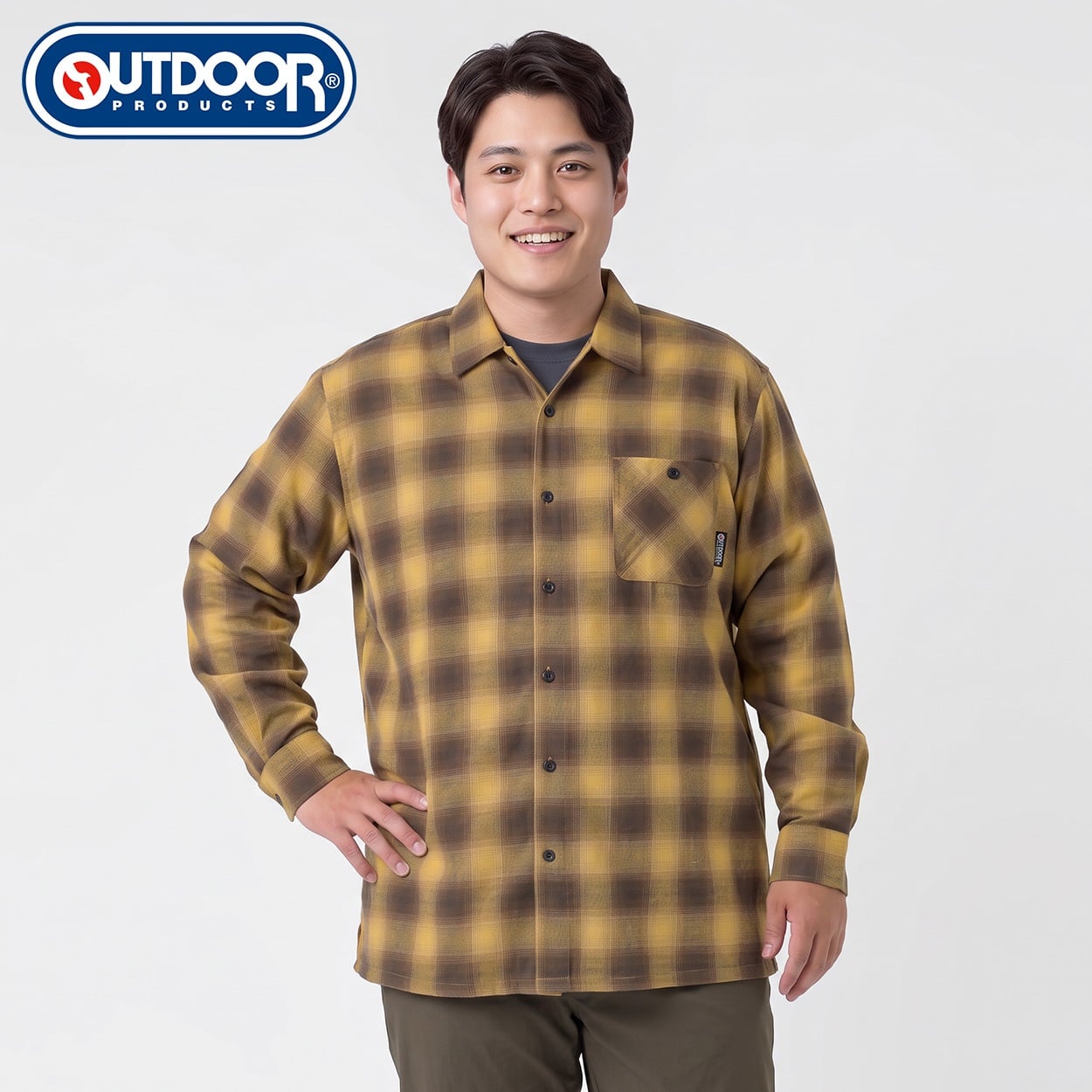 大きいサイズ OUTDOOR PRODUCTS ビエラ起毛チェックシャツ メンズ GREATESS(グレイテス)(ミドリ-4L)