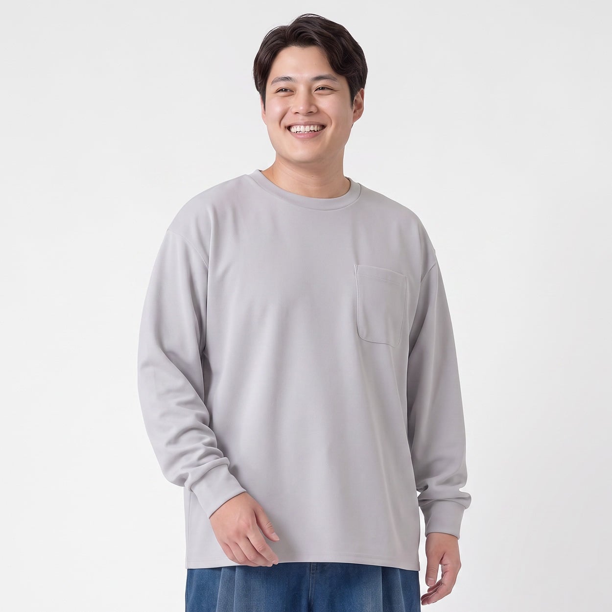 大きいサイズ ビズ長袖Tシャツ メンズ GREATESS(グレイテス)(ウスクロ-5L)