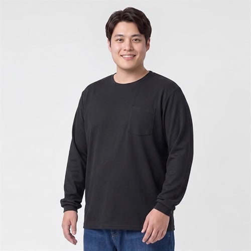大きいサイズ ビズ長袖Tシャツ メンズ GREATESS(グレイテス)(クロ-3L)