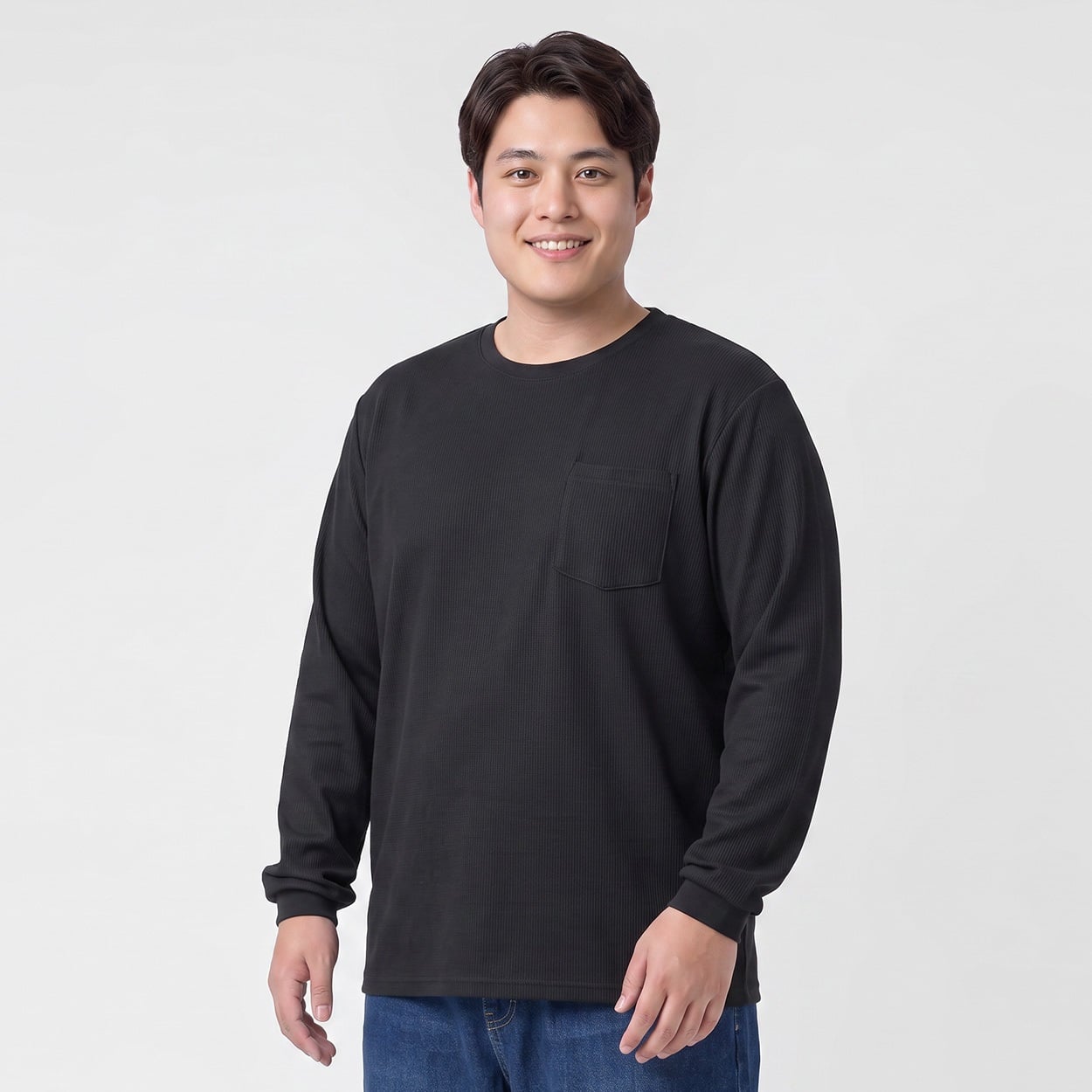 大きいサイズ ビズ長袖Tシャツ メンズ GREATESS(グレイテス)(クロ-3L)