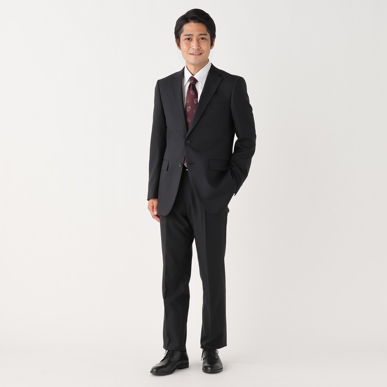 洗えるストレッチレギュラースーツ メンズ(クロ-AB6)