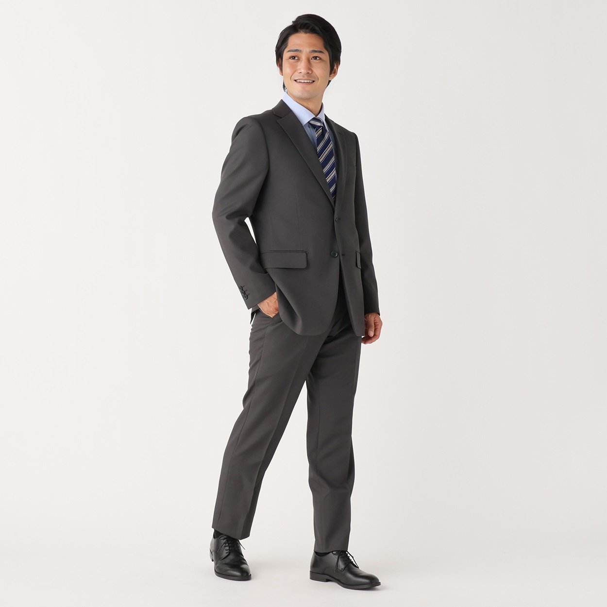洗えるストレッチレギュラースーツ メンズ(チャコ－ルグレ－-A6)