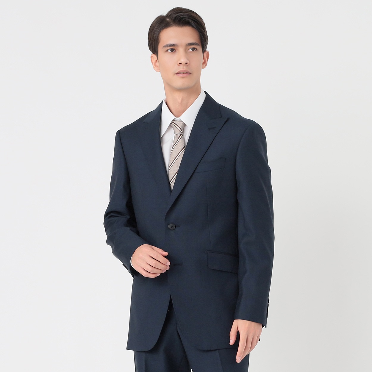 スーツ2点　グレー　ネップ生地　ピークドラペルスーツ 楽天市場】【洋服の青山】オールシーズン用 グレー系 ピークド