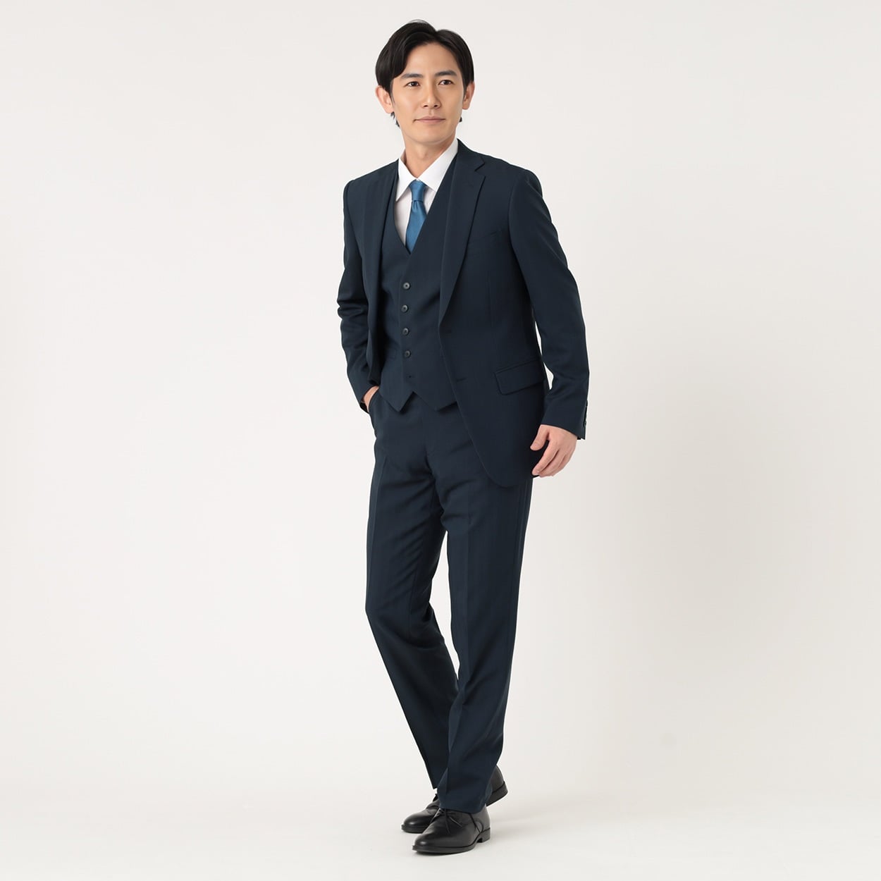 スリムソラーロリバーシブルベストスリーピース メンズ(アオ-A5)