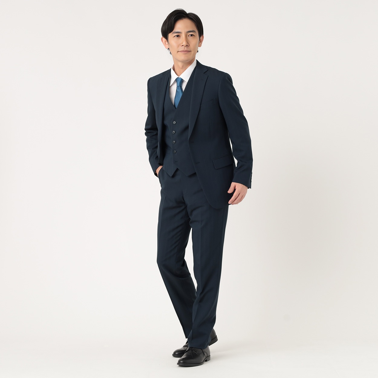 スリムソラーロリバーシブルベストスリーピース メンズ(アオ-AB4)