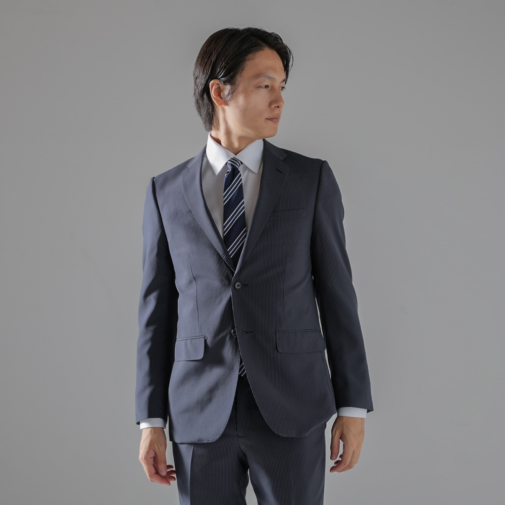防しわベーシック スリム ストライプ 2ボタンメンズ | イオン