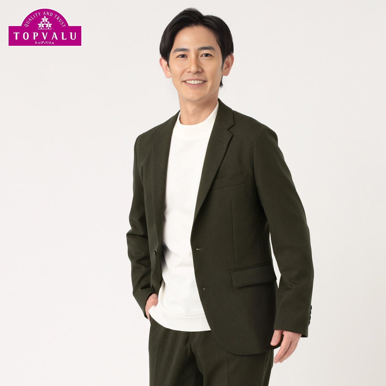 トップバリュ(TOPVALU) マジ楽ウールライクジャケット メンズ TV150AJS195(コイミドリ-L)