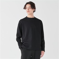 DAUSPICE クルーネック長袖Tシャツ メンズ(ブラック-S)