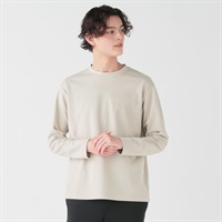 DAUSPICE クルーネック長袖Tシャツ メンズ(ベージュ-S)