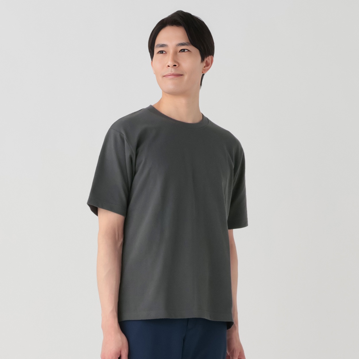 DAUSPICE  半袖鹿の子Tシャツ メンズ(チャコ－ルグレ－-L)