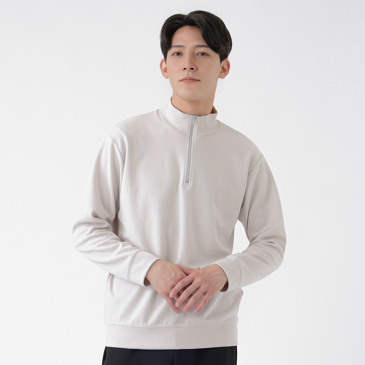 DAUSPICE ハーフジッププルオーバー メンズ(ウスチャ-S)
