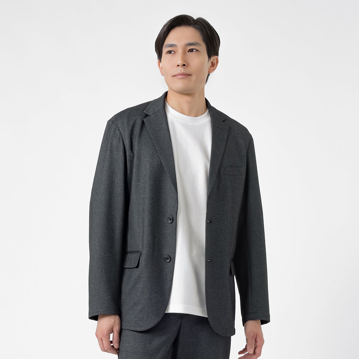 DAUSPICE 起毛セットアップ ジャケット メンズ(チャコ－ルグレ－-M)
