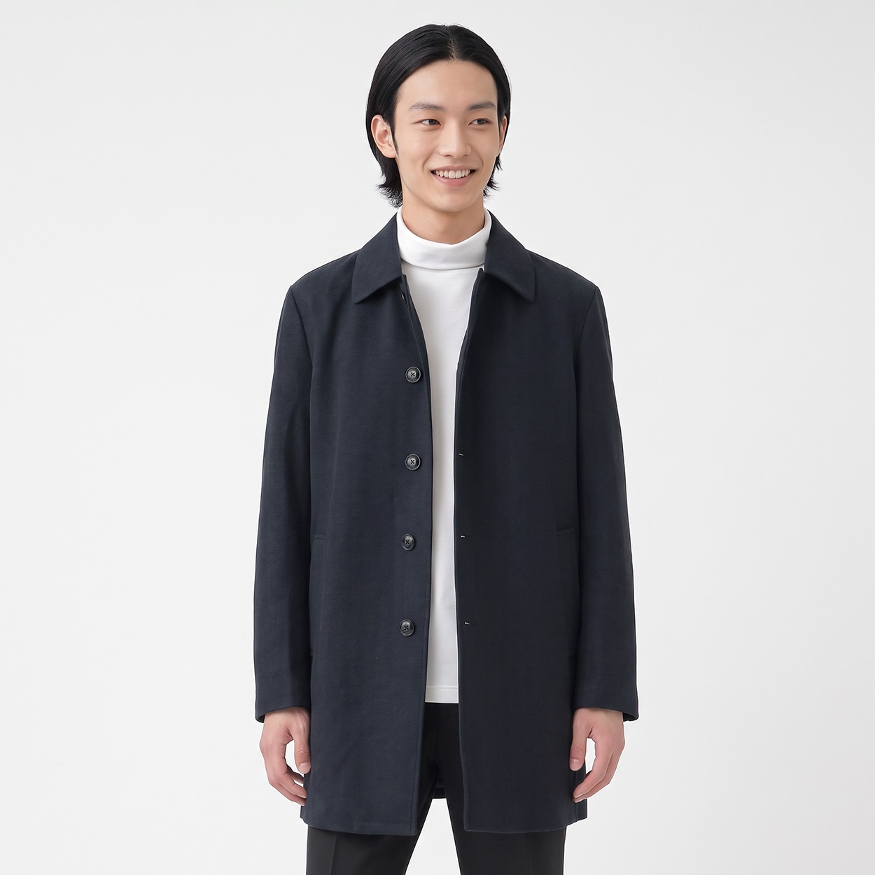 NEO FIT ウールライクステンカラーコート メンズ(コイアオ-M)