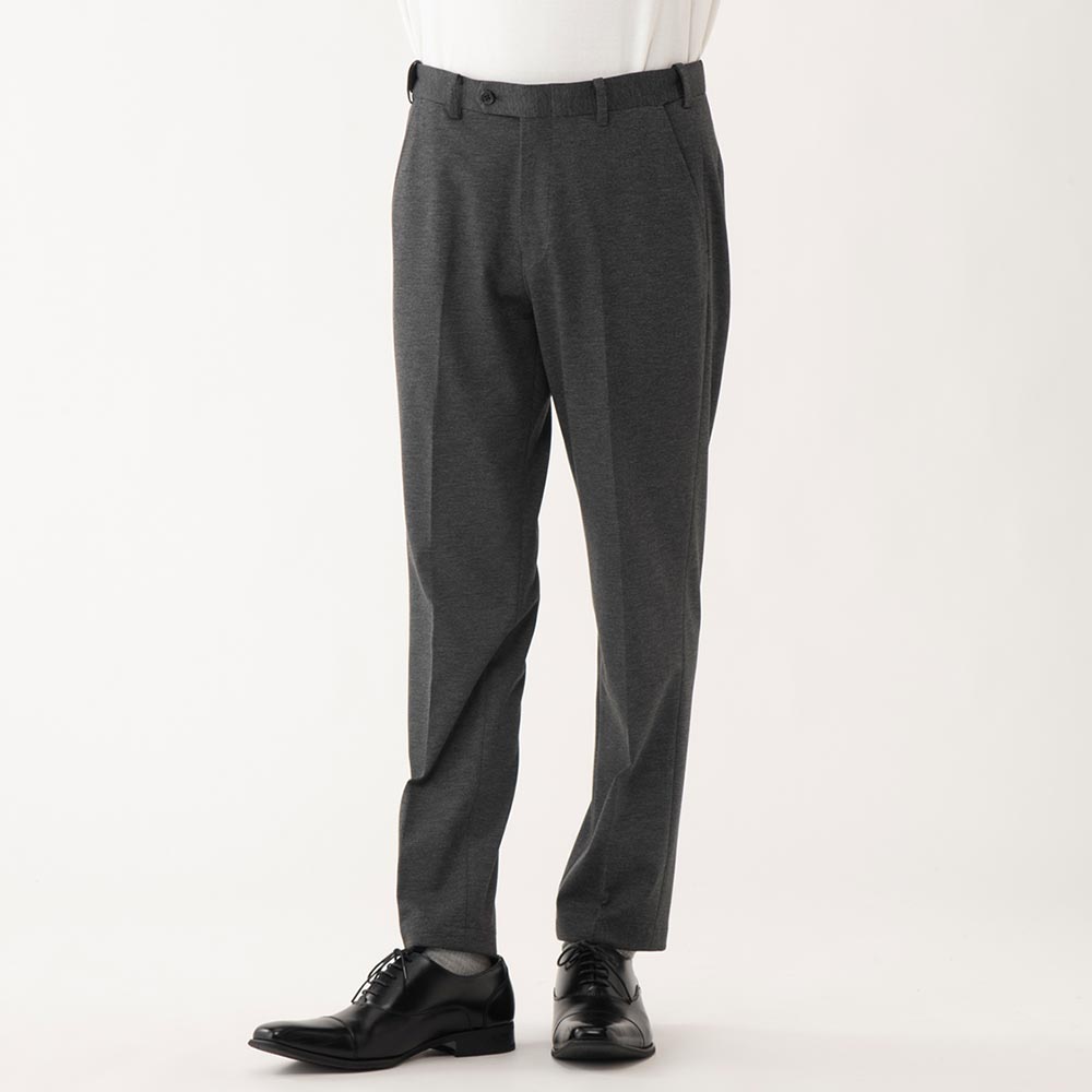 セットアップパンツ 縦横ストレッチ ウォッシャブル ニット生地 メンズ(チャコールグレー-76cm)