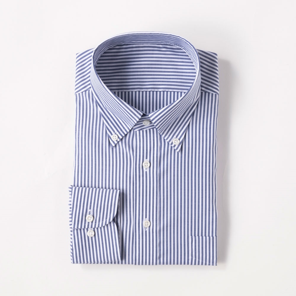 プレミアムコットン レギュラードレスシャツ（ボタンダウン衿） メンズ(Ａアオ-2XL(45-88))