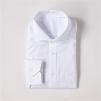 プレミアムコットン スリムドレスシャツ（ワイド衿） メンズ(シロ-L(41-84))