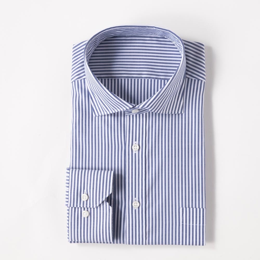 プレミアムコットン スリムドレスシャツ（ワイド衿） メンズ(Ａアオ-2XL(45-88))