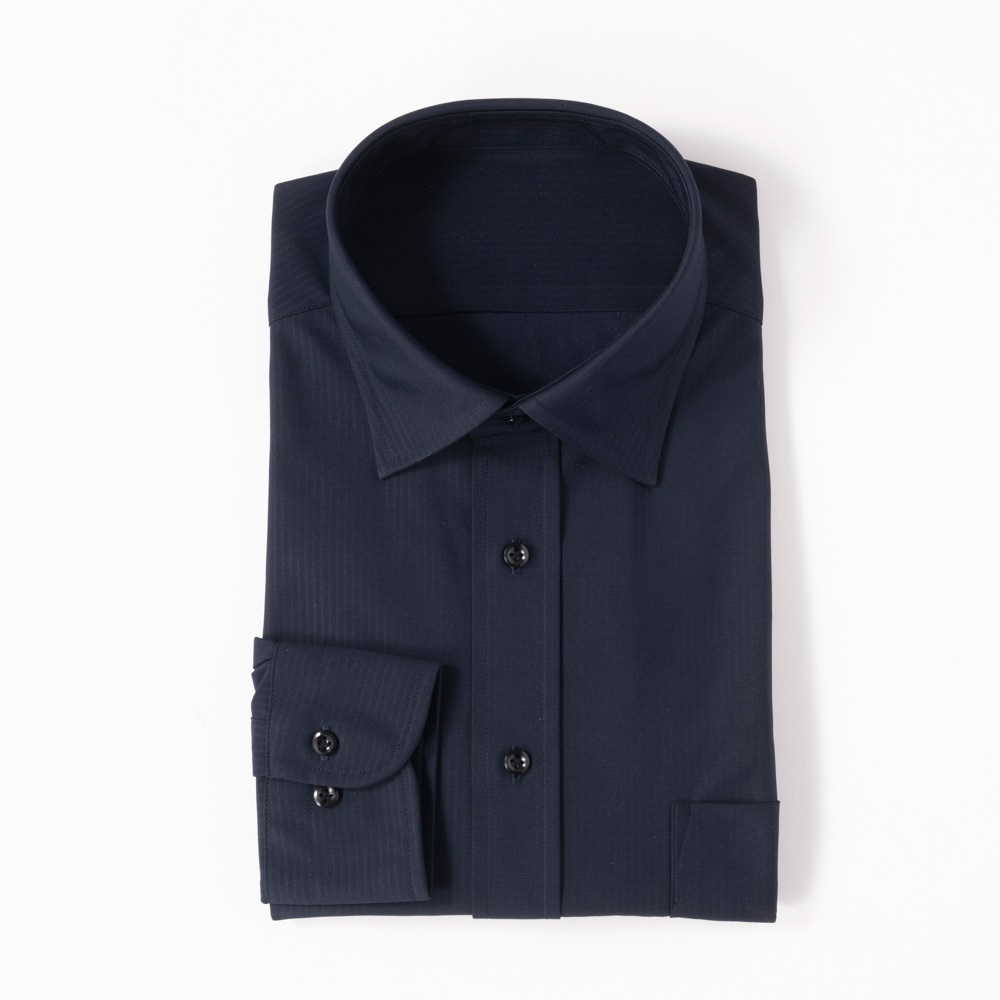 ノンアイロンニット セミワイド ドレスシャツ レギュラーフィット　メンズ(コイアオ-2XL(45-86))