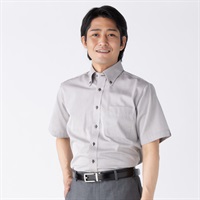 marie claire homme 通気織トレンドスタイル半袖ドレスシャツ メンズ(チャ-M)