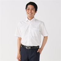 半袖白ブロードドレスシャツ メンズ