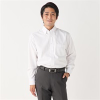 形態安定 接触冷感 長袖オフィスドレスシャツ メンズ(アイボリー-39-80)