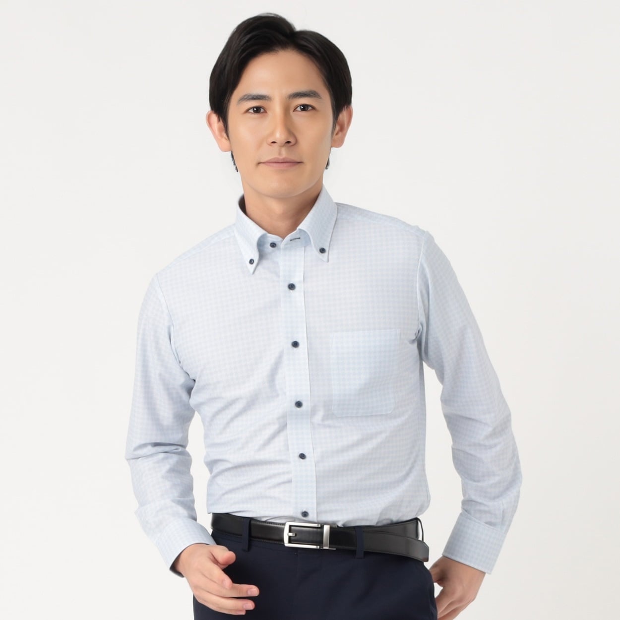 ドレスシャツ トリコットプリント ボタンダウン メンズ hiromichi