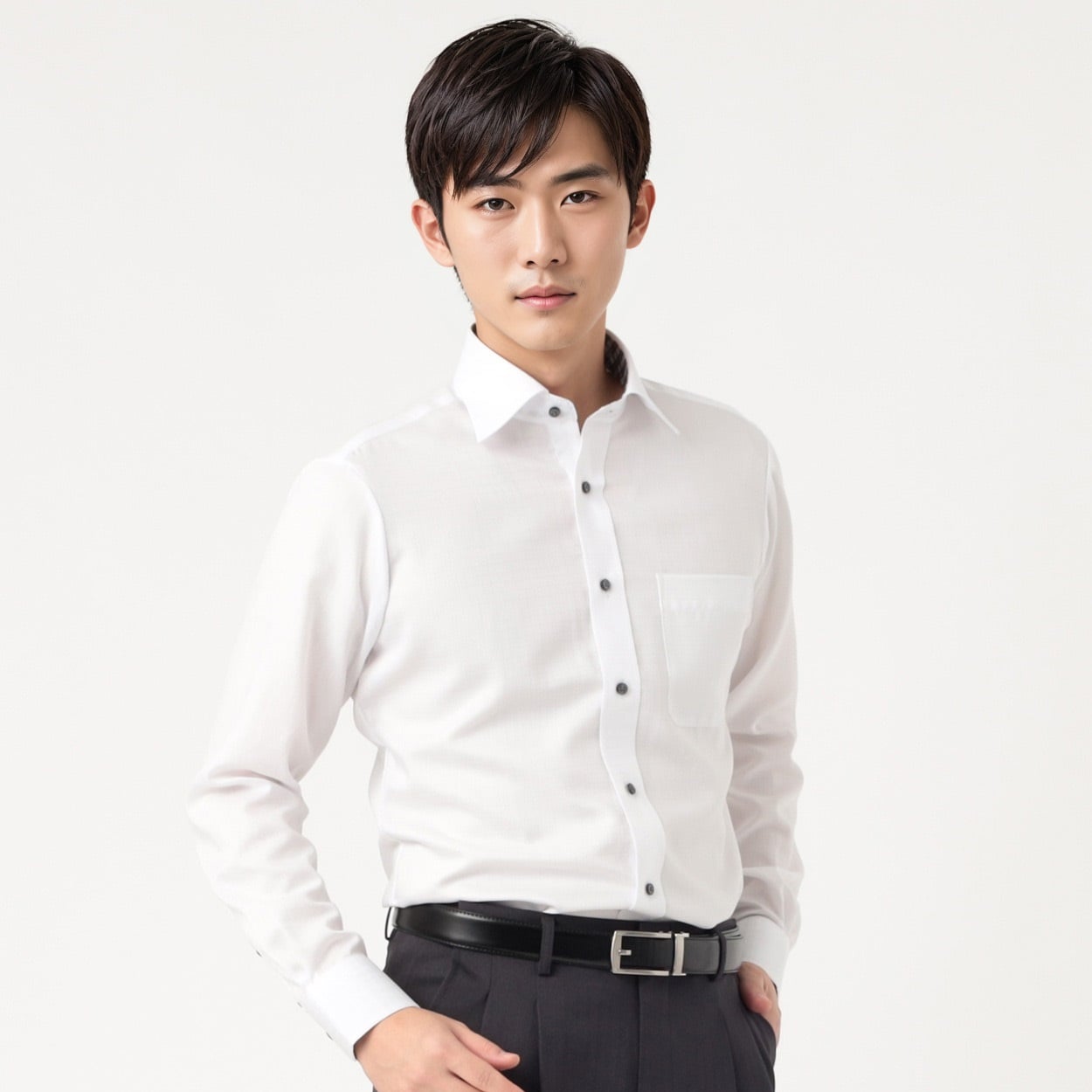 ドレスシャツ 超形態安定微起毛 セミワイド メンズ hiromichi nakano