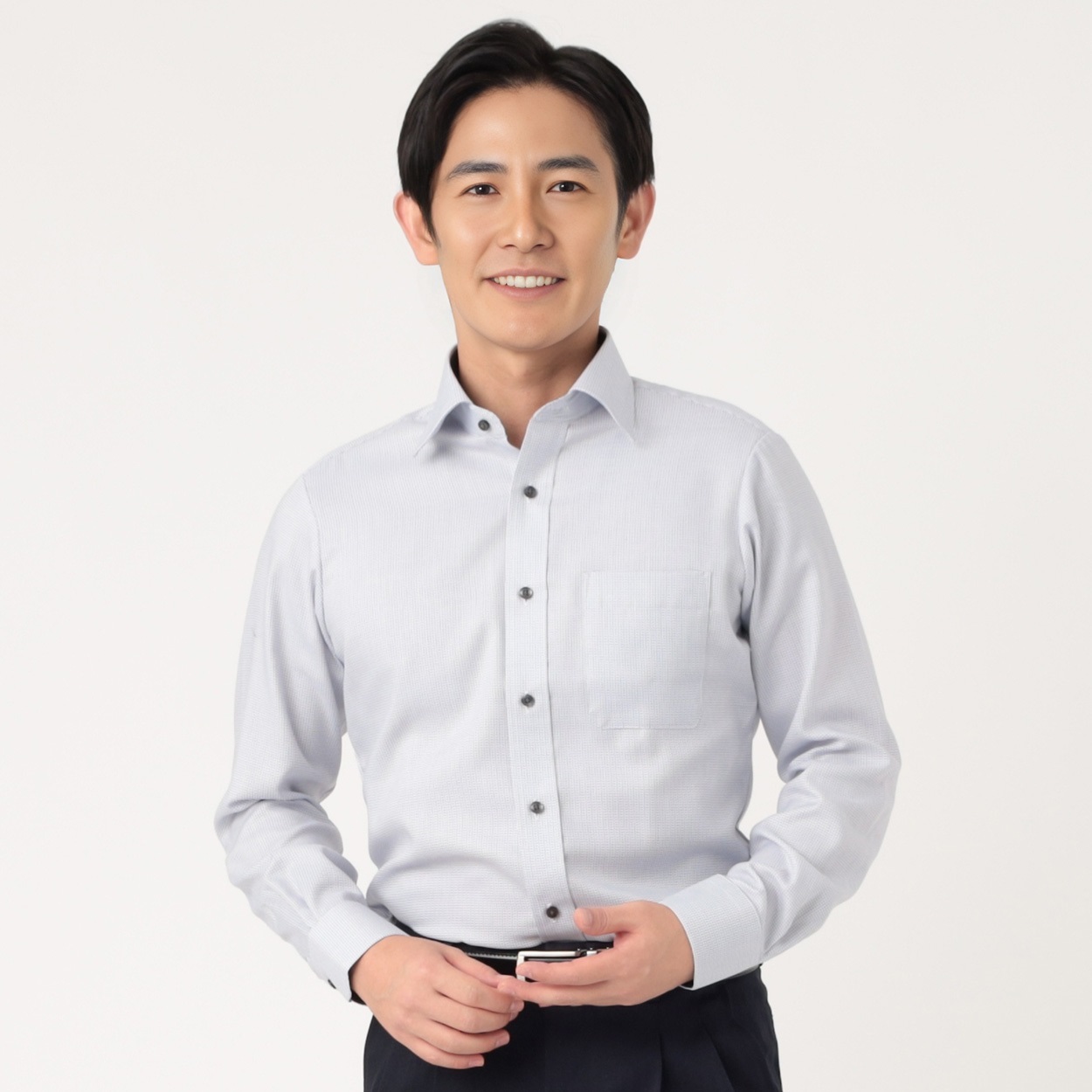 ドレスシャツ 超形態安定微起毛 セミワイド メンズ hiromichi nakano(ヒロミチナカノ)(ウスクロ-39-82)