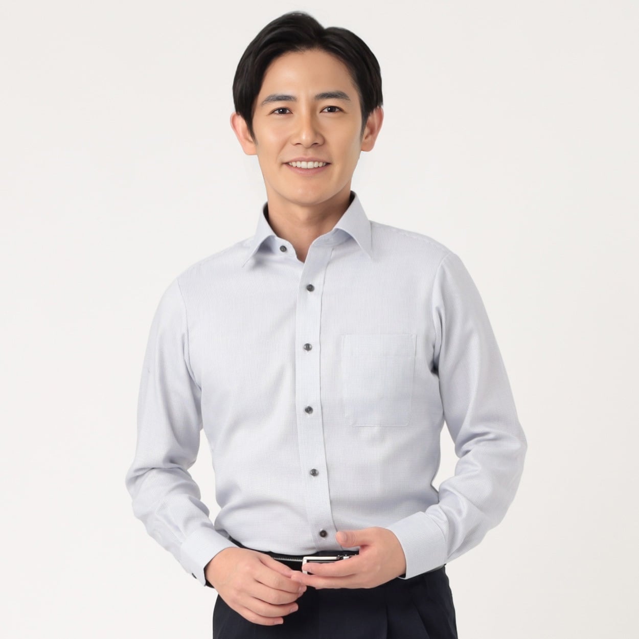 ドレスシャツ 超形態安定微起毛 セミワイド メンズ hiromichi nakano(ヒロミチナカノ)(ウスクロ-41-80)
