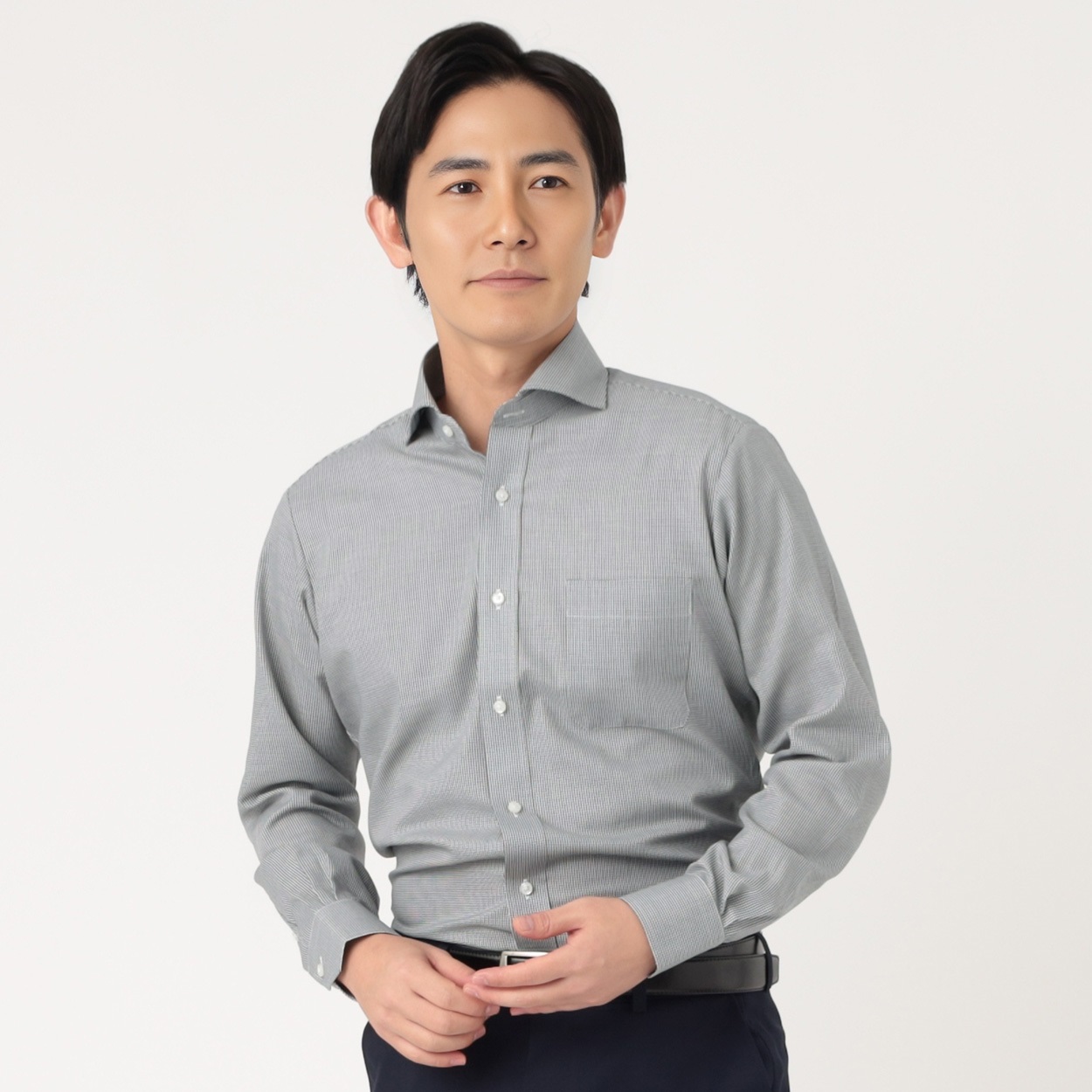 ドレスシャツ ウールライクリラックスシャツ メンズ hiromichi nakano(ヒロミチナカノ)(Ａクロ-41-84)