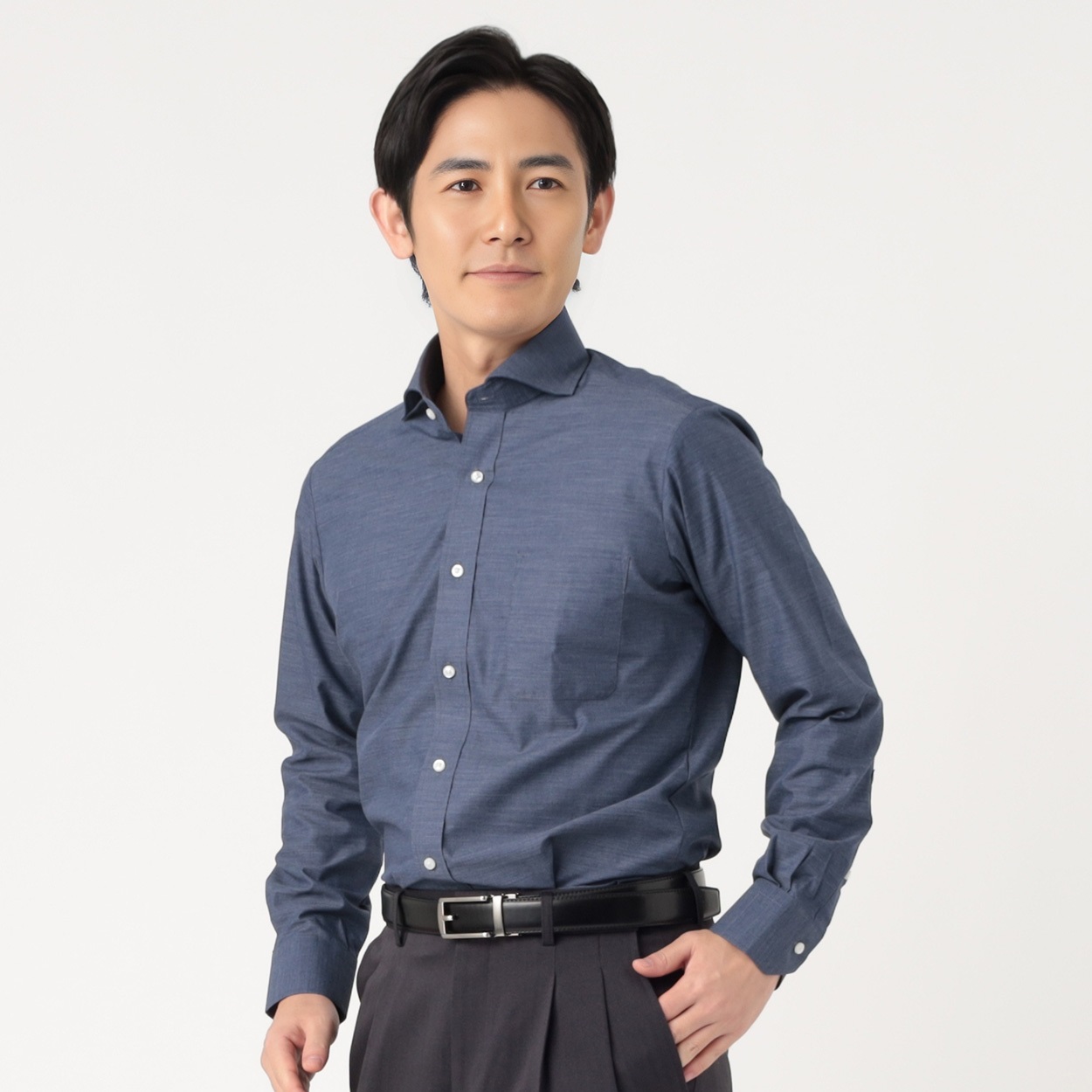 ドレスシャツ ウールライクリラックスシャツ メンズ hiromichi nakano(ヒロミチナカノ)(コイアオ-39-78)