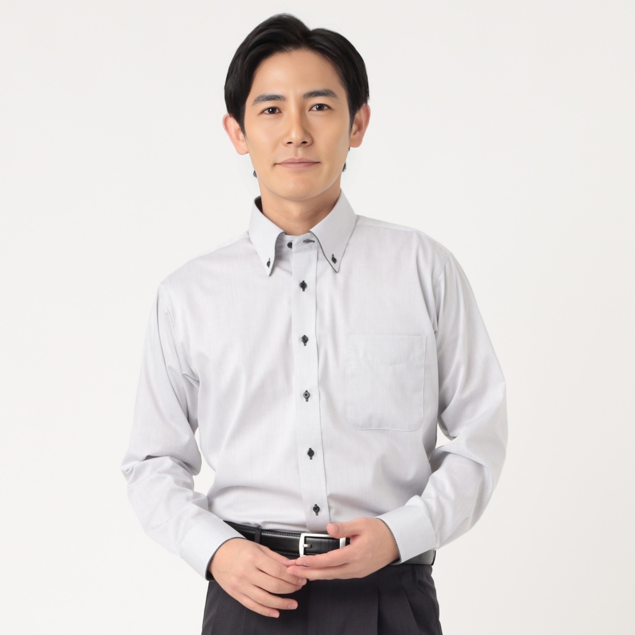 marie claire homme 形態安定ニュアンスカラー長袖ドレスシャツ メンズ(ウスクロ-41-80)