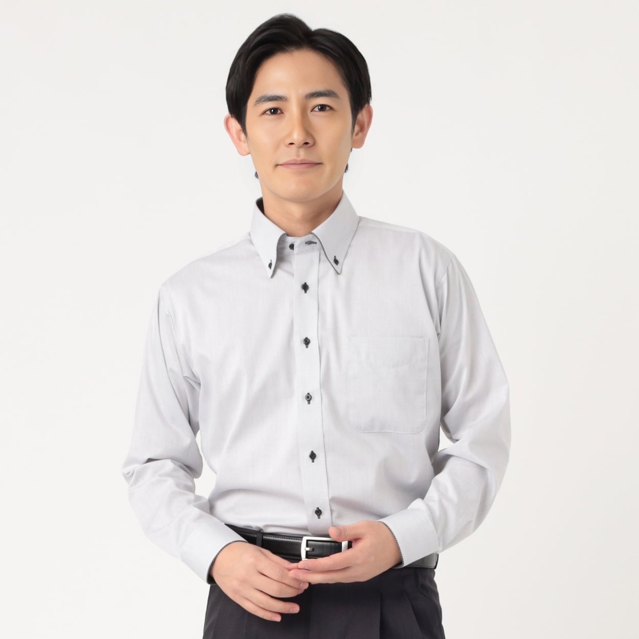 marie claire homme 形態安定ニュアンスカラー長袖ドレスシャツ メンズ(ウスクロ-45-84)